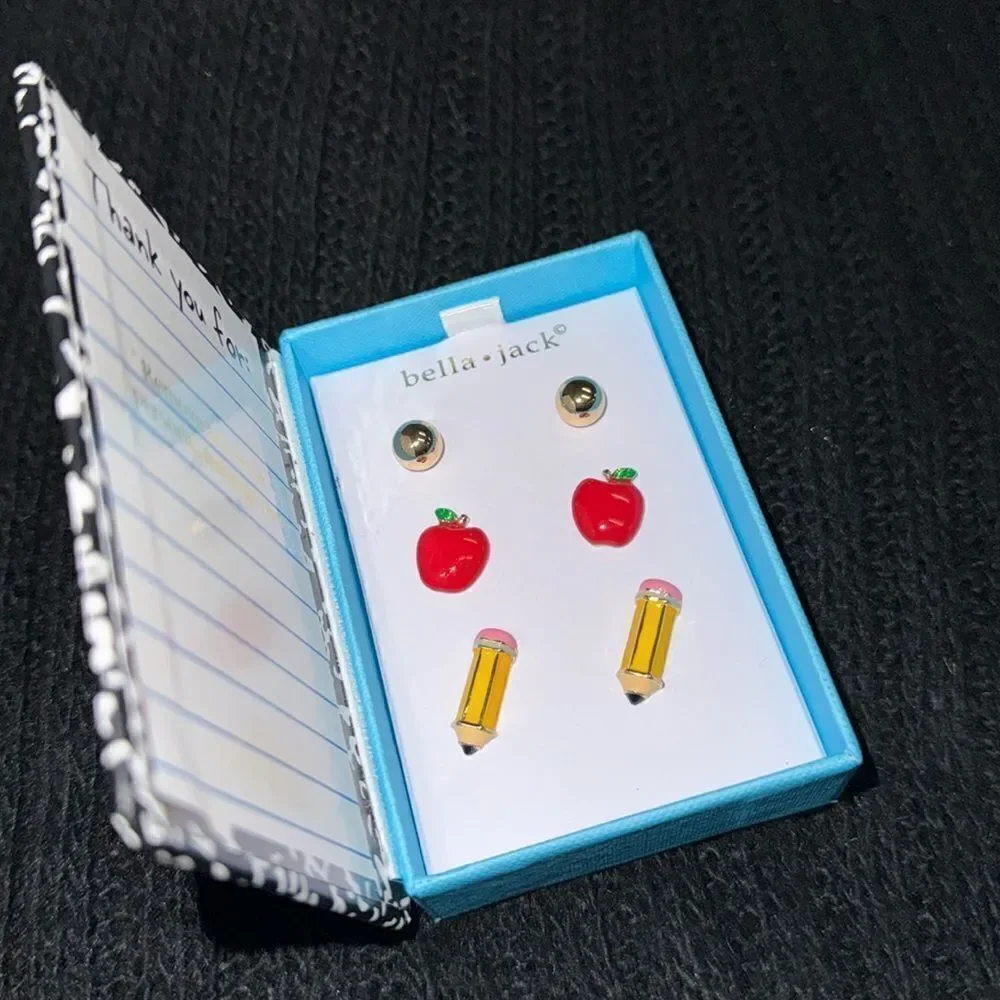 Bella.Jack marble notebook earring trio